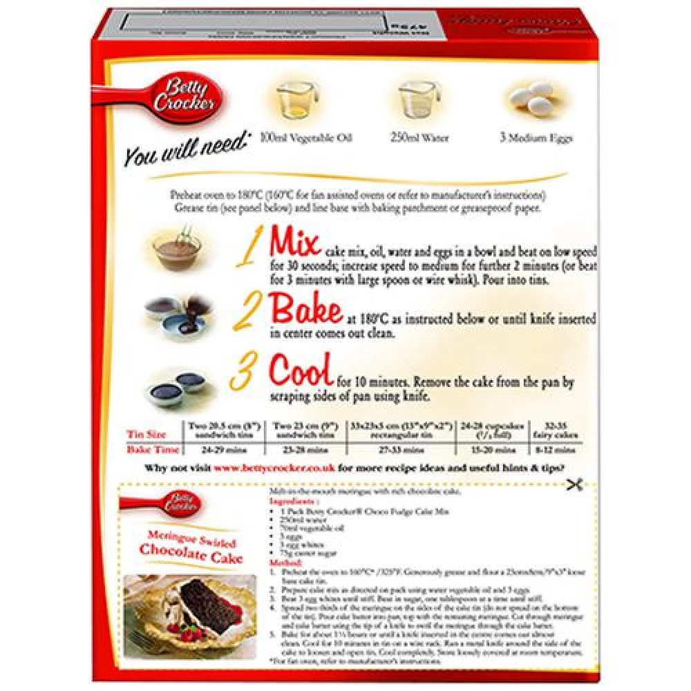 Betty Crocker Cake Mix - Choco Fudge Rich Chocolate, 475 g Carton-2.webp